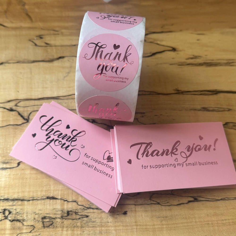 🩷NIP Pink & Rose Gold Thank Yous & Large Stickers - Reseller Shipping Supplies